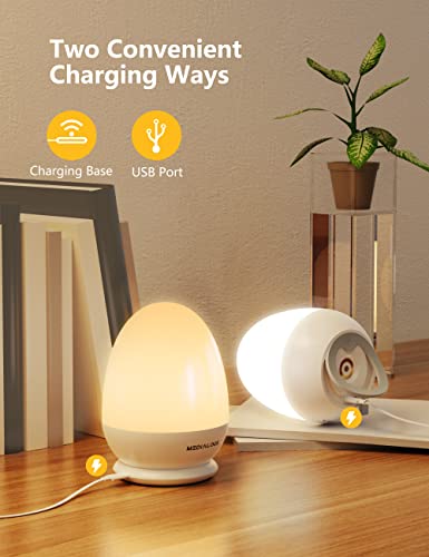 MediAcous Night Lights for Kids Room, Baby Night Light with Stable Charging Pad, Dimmable Kids Night Light with 1H Timer & Touch Control, ABS+PC LED Egg Lamps for Breastfeeding, Up to 200H