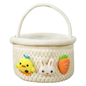 limbridge easter baskets for kids baby: cute knitted babys first easter basket with bunny carrot chick decorations for toddler girls boys, soft empty baskets for toys gifts party favors stuffers