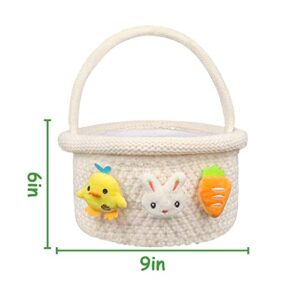 LimBridge Easter Baskets for Kids Baby: Cute Knitted Babys First Easter Basket with Bunny Carrot Chick Decorations for Toddler Girls Boys, Soft Empty Baskets for Toys Gifts Party Favors Stuffers