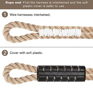 SELEWARE Tree Swing Rope Hammock Tree Straps hanging Kit, Adjustable Rope Fast & Easy to Hang Hammock Chair Swing for Indoor Outdoor Tree Branch Camping Playground Accessories (Beige, 40 Inch, 1 Pack)