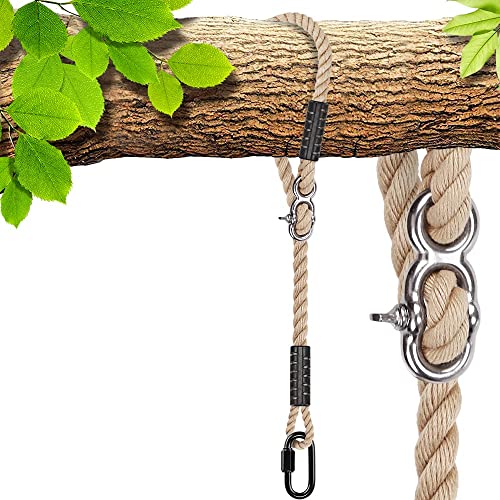 SELEWARE Tree Swing Rope Hammock Tree Straps hanging Kit, Adjustable Rope Fast & Easy to Hang Hammock Chair Swing for Indoor Outdoor Tree Branch Camping Playground Accessories (Beige, 40 Inch, 1 Pack)