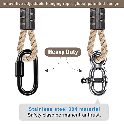 SELEWARE Tree Swing Rope Hammock Tree Straps hanging Kit, Adjustable Rope Fast & Easy to Hang Hammock Chair Swing for Indoor Outdoor Tree Branch Camping Playground Accessories (Beige, 40 Inch, 1 Pack)