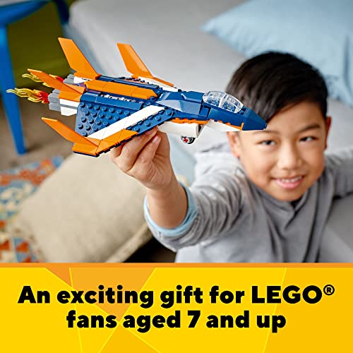 LEGO Creator 3in1 Supersonic Jet Plane to Helicopter to Speed Boat Toy Set 31126, Buildable Vehicle Models for Kids, Boys and Girls 7 Plus Years Old