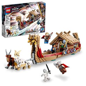 lego marvel the goat boat 76208 building set - thor set with toy ship, stormbreaker, and movie inspired thor, korg, and valkyrie minifigures, avengers gifts for kids, boys, and girls ages 8+