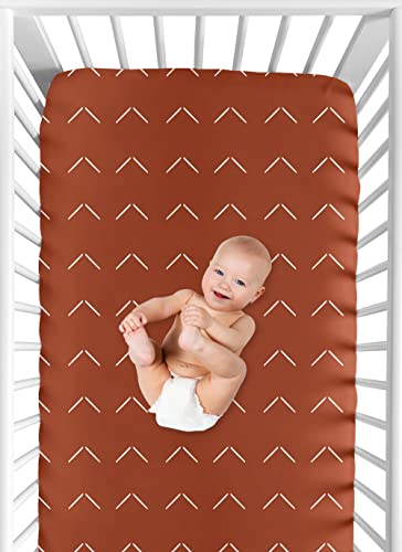 Sweet Jojo Designs Boho Arrow Boy Girl Fitted Crib Sheet Baby Toddler Bed Nursery - Burnt Orange Rust Modern Bohemian Farmhouse Southwest Shabby Chic Designer Arrows Geometric Diamond Tuft Collection