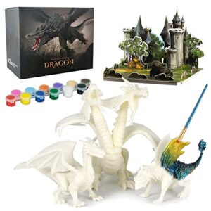 dragon toys painting art kit, diy dragon painting kit, arts and crafts for kids, kids art set, paint your own kit, 3d dragon gift for boys girls