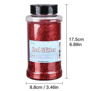 TORC Red Fine Glitter 1 Pound 16 OZ Glitter Powder for Tumblers Resin Crafts Slime Cosmetic Nail Painting Festival Decoration