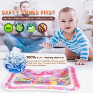 Hitituto Inflatable Tummy Time Mat Premium Baby Water Play Mat Fun Activity Center for Baby's Stimulation Growth and Sensory Development Ideal Infants Toddlers Baby Girls Toy for 3 6 9 12 24 Months