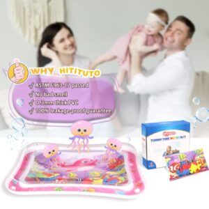 Hitituto Inflatable Tummy Time Mat Premium Baby Water Play Mat Fun Activity Center for Baby's Stimulation Growth and Sensory Development Ideal Infants Toddlers Baby Girls Toy for 3 6 9 12 24 Months