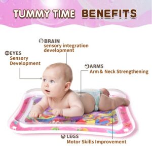 Hitituto Inflatable Tummy Time Mat Premium Baby Water Play Mat Fun Activity Center for Baby's Stimulation Growth and Sensory Development Ideal Infants Toddlers Baby Girls Toy for 3 6 9 12 24 Months