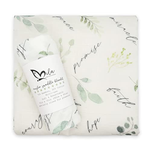 Mila Preemie Boutique Preemie Swaddle (35” x 35”) - Bamboo & Cotton Muslin Swaddle Blanket - Soft Preemie Swaddle Blanket - Neutral Preemie Swaddle Wrap for Small Newborn - Great Gift for Moms