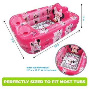 Disney Minnie Mouse Air-Filled Cushion Bath Tub - Free-Standing, Blow up, Portable, Inflatable, Safe Bathing, Baby Bathtub, Toddler Bathtub