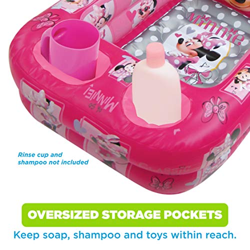 Disney Minnie Mouse Air-Filled Cushion Bath Tub - Free-Standing, Blow up, Portable, Inflatable, Safe Bathing, Baby Bathtub, Toddler Bathtub