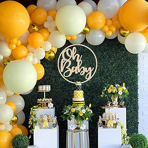 13.8in Oh Baby Sign for Baby Shower Backdrop Gold Wooden Baby Shower Banner Sign for 1st Birthday Backdrop,Oh Baby Wood Sign for Wall Photo Props,Baby Announcements (Wooden Color)