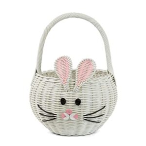 G6 COLLECTION Hand Woven Bunny Rattan Wedding Flower Girl Basket Decorative Bin Home Decor Organizer Cute Handmade Handcrafted Nursery Gift Animal Storage Decoration Easter Wicker Rabbit (Large)