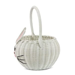 G6 COLLECTION Hand Woven Bunny Rattan Wedding Flower Girl Basket Decorative Bin Home Decor Organizer Cute Handmade Handcrafted Nursery Gift Animal Storage Decoration Easter Wicker Rabbit (Large)