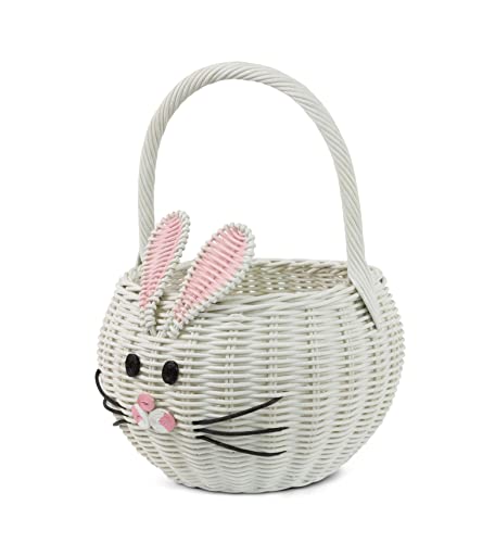 G6 COLLECTION Hand Woven Bunny Rattan Wedding Flower Girl Basket Decorative Bin Home Decor Organizer Cute Handmade Handcrafted Nursery Gift Animal Storage Decoration Easter Wicker Rabbit (Large)