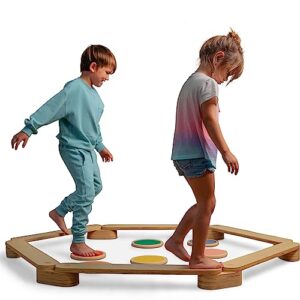 avenlur majesty wooden balance beam, stepping stones, obstacle course - montessori waldorf style indoor gym playset for kids, toddlers & children (2-8 yrs) - enhance coordination and motor skills