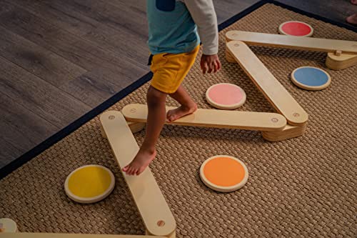 Avenlur Majesty Wooden Balance Beam, Stepping Stones, Obstacle Course - Montessori Waldorf Style Indoor Gym Playset for Kids, Toddlers & Children (2-8 yrs) - Enhance Coordination and Motor Skills