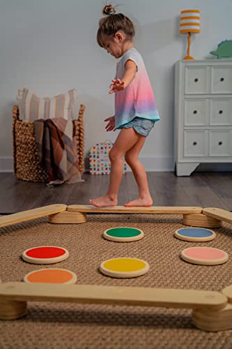 Avenlur Majesty Wooden Balance Beam, Stepping Stones, Obstacle Course - Montessori Waldorf Style Indoor Gym Playset for Kids, Toddlers & Children (2-8 yrs) - Enhance Coordination and Motor Skills