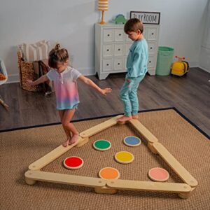 Avenlur Majesty Wooden Balance Beam, Stepping Stones, Obstacle Course - Montessori Waldorf Style Indoor Gym Playset for Kids, Toddlers & Children (2-8 yrs) - Enhance Coordination and Motor Skills