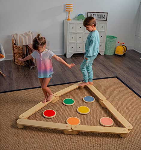 Avenlur Majesty Wooden Balance Beam, Stepping Stones, Obstacle Course - Montessori Waldorf Style Indoor Gym Playset for Kids, Toddlers & Children (2-8 yrs) - Enhance Coordination and Motor Skills