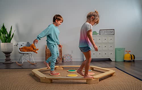 Avenlur Majesty Wooden Balance Beam, Stepping Stones, Obstacle Course - Montessori Waldorf Style Indoor Gym Playset for Kids, Toddlers & Children (2-8 yrs) - Enhance Coordination and Motor Skills