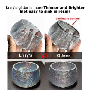 Lrisy Holographic Extra Fine Glitter Powder with Shaker Lid, Craft Glitter Sequins for Epoxy Resin, Slime,Tumblers,Nail&Painting Arts 140g/4.5oz (Ultra Thin Holographic Silver)