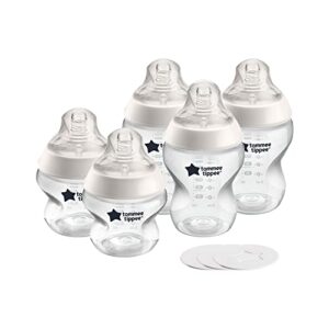 tommee tippee first bottle solution, baby bottle kit with closer to nature baby bottles, breast-like nipples with anti-colic valves and travel lids