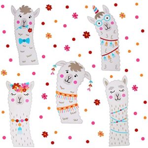 maydahui cute llama wall decal vinyl peel and stick removable alpaca kids wall sticker (14.7*40.9 inch) colorful flower and dots wall decals funny animal sticker decor for kindergarten child bedroom nursery