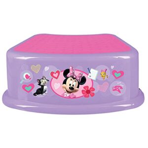 disney minnie mouse happy helpers bathroom step stool for kids using the toilet and sink - kids step stool, potty training, non-slip, bathroom, kitchen, lightweight
