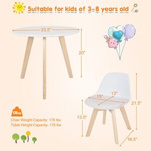 Costzon Kids Table and Chair Set, 3 Pcs Wood Activity Play Table w/Padded Seat & Wood Legs for Arts, Crafts, Reading, Preschool, Kindergarten, Playroom, Mid Century Modern Toddler Table & Chairs