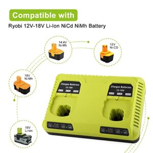 ANTRobut P117 Replacement Ryobi Charger 18v Dual Charger for Ryobi Battery Charger Dual Chemistry Li-ion & Ni-cad Ni-Mh 12V-18V for Ryobi One+ Plus Battery P100 P101 P102 P103 P105 P107 P108 1400670