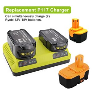 ANTRobut P117 Replacement Ryobi Charger 18v Dual Charger for Ryobi Battery Charger Dual Chemistry Li-ion & Ni-cad Ni-Mh 12V-18V for Ryobi One+ Plus Battery P100 P101 P102 P103 P105 P107 P108 1400670