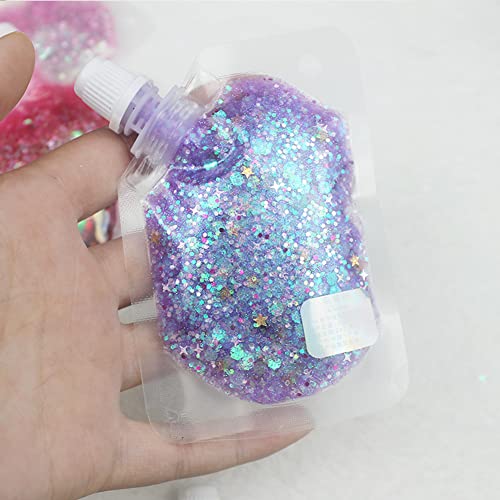 GL-Turelifes Body Glitter Gel, Easy to Apply&Remove 50ml Mermaid Sequins Chunky Glitter for Body Face Hair, Festival Glitter Halloween Costume Makeup Long Lasting Sparkling (Silver(Chunky Glitter))