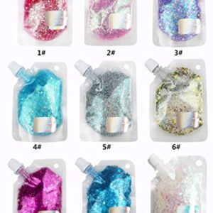 GL-Turelifes Body Glitter Gel, Easy to Apply&Remove 50ml Mermaid Sequins Chunky Glitter for Body Face Hair, Festival Glitter Halloween Costume Makeup Long Lasting Sparkling (Silver(Chunky Glitter))