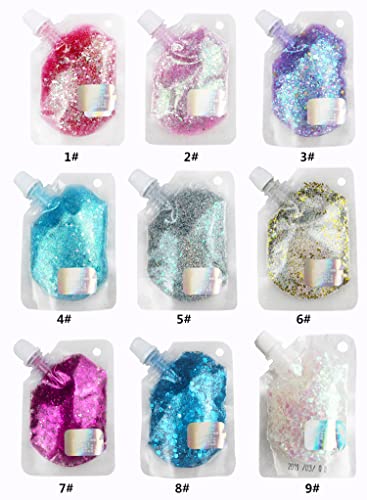 GL-Turelifes Body Glitter Gel, Easy to Apply&Remove 50ml Mermaid Sequins Chunky Glitter for Body Face Hair, Festival Glitter Halloween Costume Makeup Long Lasting Sparkling (Silver(Chunky Glitter))