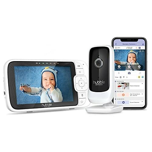 Hubble Nursery Pal Link Premium - 5-Inch Smart Security Baby Monitor, Single Camera