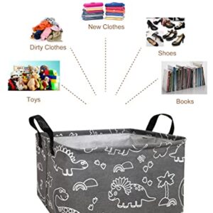 NRMEI Rectangle Storage Bin Toy Organizer Foldable Waterproof Coating Nursery Hamper for Living Room Bedroom and Clothes Toys(Rec Line Dinosaur)