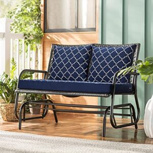 ANONER Loveseat Cushions Set 24x48 Indoor Outdoor All-Weather Replacement Bench Chair Cushions for Patio Deep Seating Glider Furniture, Navy Blue