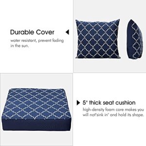 ANONER Loveseat Cushions Set 24x48 Indoor Outdoor All-Weather Replacement Bench Chair Cushions for Patio Deep Seating Glider Furniture, Navy Blue