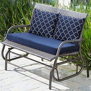 ANONER Loveseat Cushions Set 24x48 Indoor Outdoor All-Weather Replacement Bench Chair Cushions for Patio Deep Seating Glider Furniture, Navy Blue