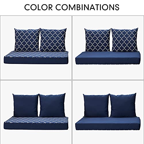 ANONER Loveseat Cushions Set 24x48 Indoor Outdoor All-Weather Replacement Bench Chair Cushions for Patio Deep Seating Glider Furniture, Navy Blue