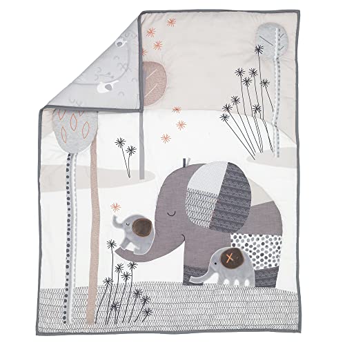 Bedtime Originals Elephant Love Gray 3-Piece Nursery Baby Crib Bedding Set