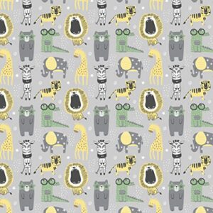 GROW WILD Changing Pad Cover 3 Pack | Soft & Stretchy Jersey Cotton | Baby Changing Table Pad Cover | Diaper Changing Pad Covers for Girls or Boys | Wipeable Sheets | Grey White Yellow Safari Animals