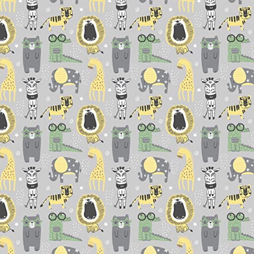 GROW WILD Changing Pad Cover 3 Pack | Soft & Stretchy Jersey Cotton | Baby Changing Table Pad Cover | Diaper Changing Pad Covers for Girls or Boys | Wipeable Sheets | Grey White Yellow Safari Animals