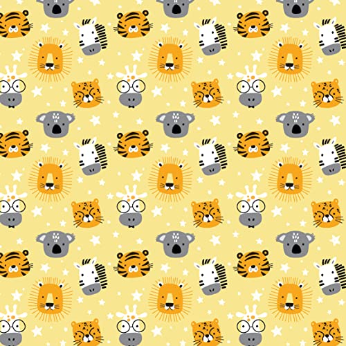 GROW WILD Changing Pad Cover 3 Pack | Soft & Stretchy Jersey Cotton | Baby Changing Table Pad Cover | Diaper Changing Pad Covers for Girls or Boys | Wipeable Sheets | Grey White Yellow Safari Animals