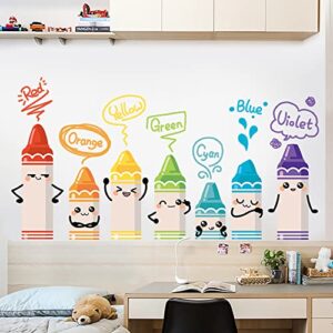 crayon color wall decals for kids rooms - cartoon wall stickers for baby bedroom wardrobe door decor diy mural decals color discrimination educatione nursery playroom decoration wall stickers