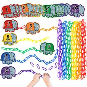aizweb 240pcs c-clips hooks plastic chain links - counting & linking activity kit, sensory toys for toddlers, develops kid's fine motor and color recognition & sorting skills,educational learning toys