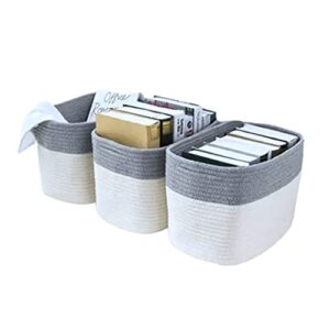 RoomForLife - Oval Cotton Rope Basket - 18 Inch Diameter - Gray/White Color - Open Top Storage